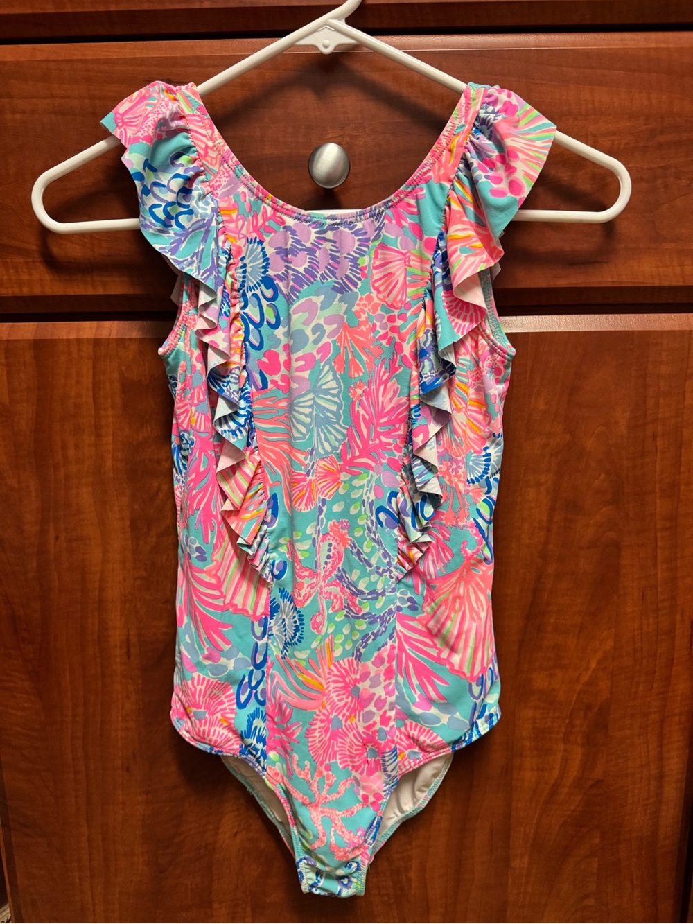 Lilly Pulitzer Ruffle One-Piece Swimsuit - Aqua, Pink, Coral
